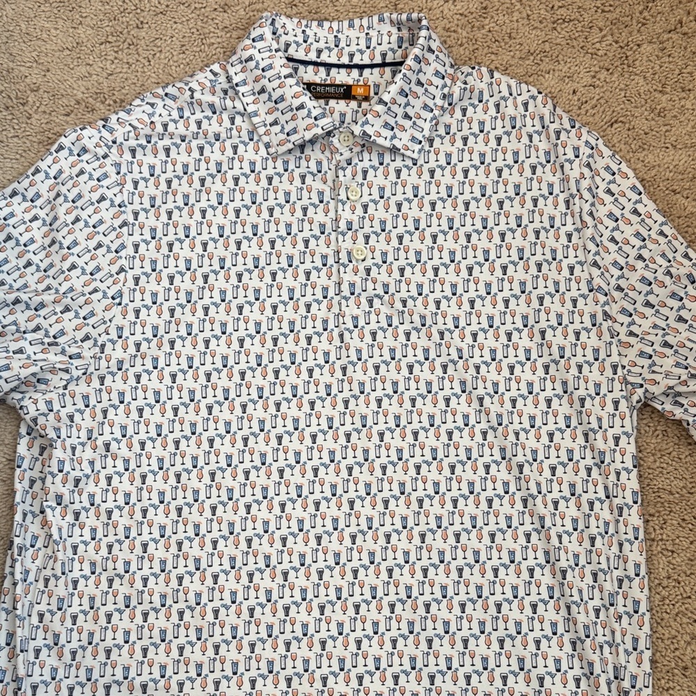 Daniel Cremieux White Polo with Multicolor Print